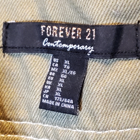 FOREVER 21 Olive Khaki denim mini Skirt Sz XL cotton Retro style mini like new - Picture 4 of 7